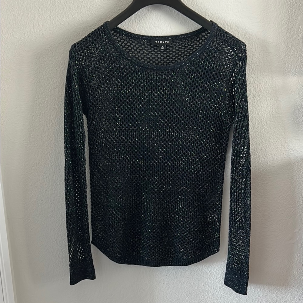 Trouve Teal Blue Green Metallic open knit
Sweater S